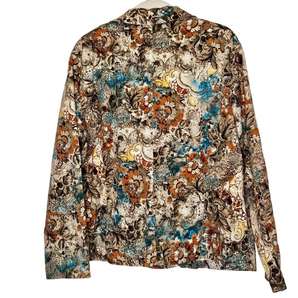 Chicos Womens Floral Button-Up Jacket Size 3 Multicolor Paisley Design Long Slee - Picture 2 of 9